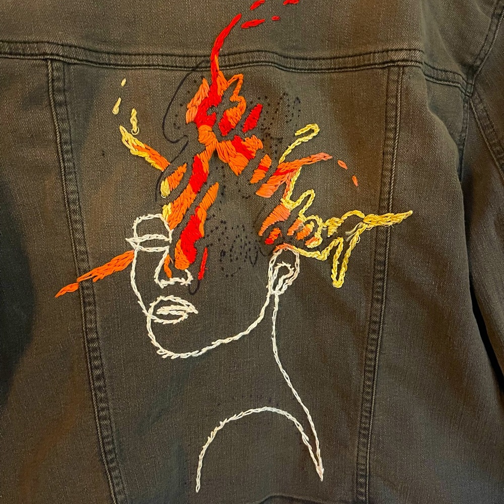 Express embroidered jean jacket